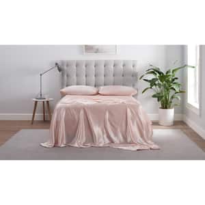 Ultimate Satin Luxury 3-Piece Blush Pink Solid Polyester Satin Twin XL Sheet Set