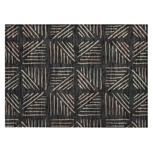 Chantille Machine Washable Indoor/Outdoor Abstract ACN2413 Black 2 ft. x 3 ft. Accent Rug