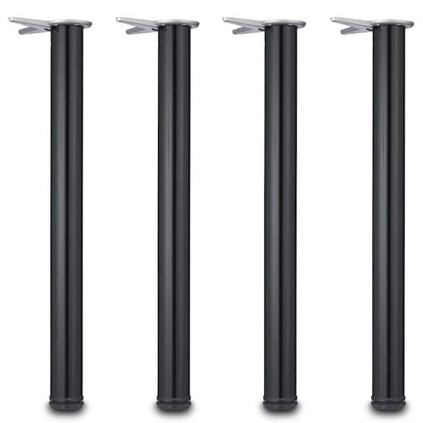 Richelieu Hardware (4-Pack) 27 1/2 in. (700 mm) Black Metal Round Table Leg with Leveling Glide