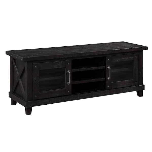 Benjara Black TV Stand Entertainment Center Fits TV's up to 55 to 60 in.
