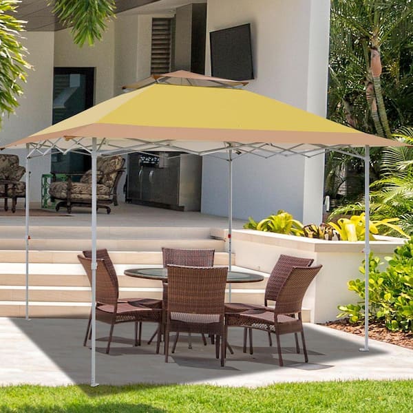 12 ft. x 12 ft. Straight Leg Pop Up Canopy Tent Instant Outdoor Canopy in Beige/Brown