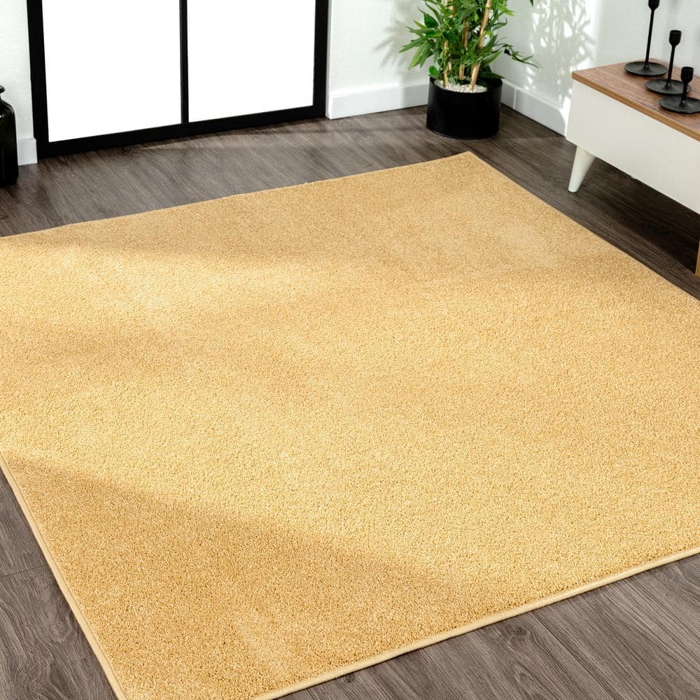 Haze Solid Low-Pile Mustard 5  Square Area Rug
