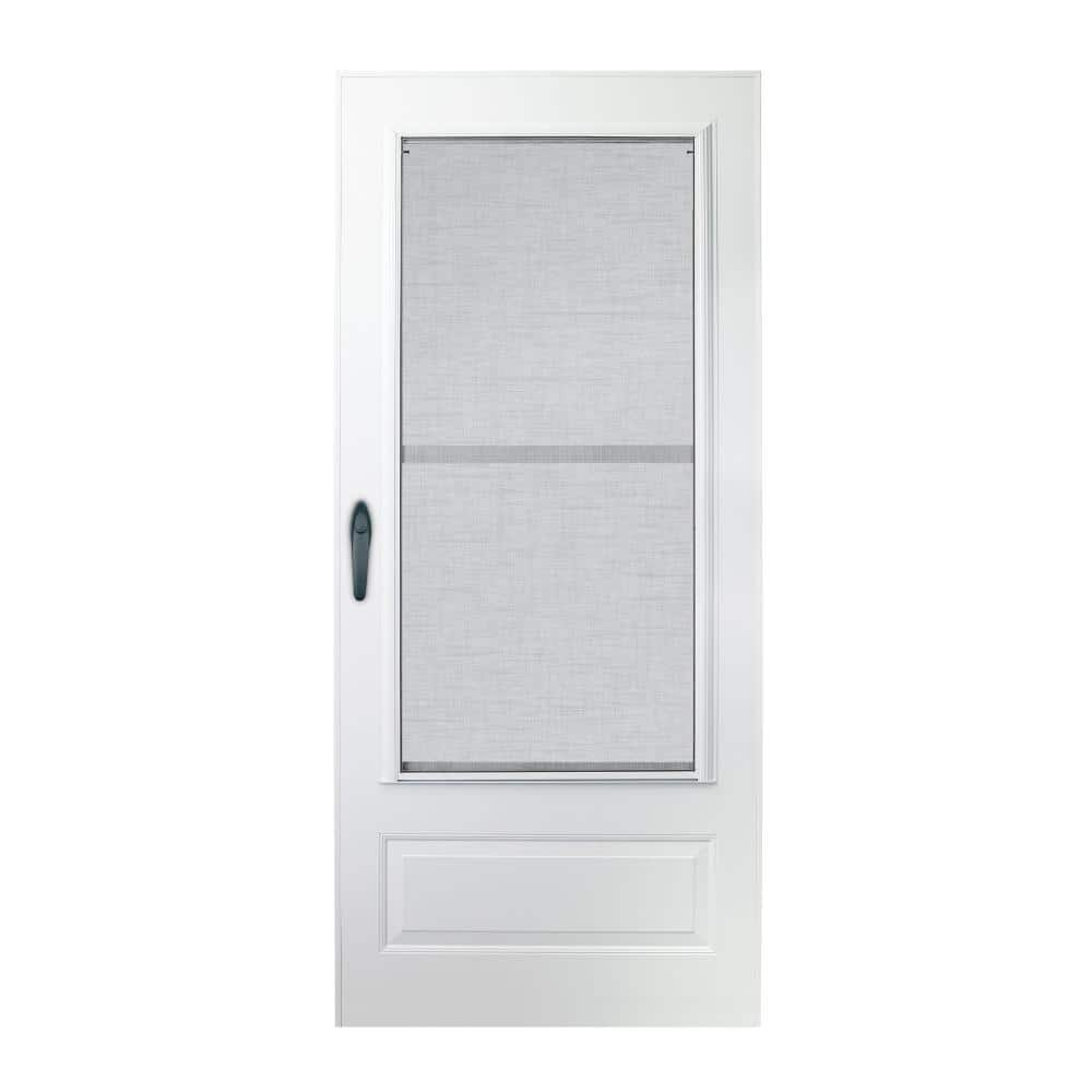 300 Series 34 in. x 80 in. White Universal 3/4 Light Mid-View Aluminum Storm Door with Black Handle Set -  Andersen, 95948