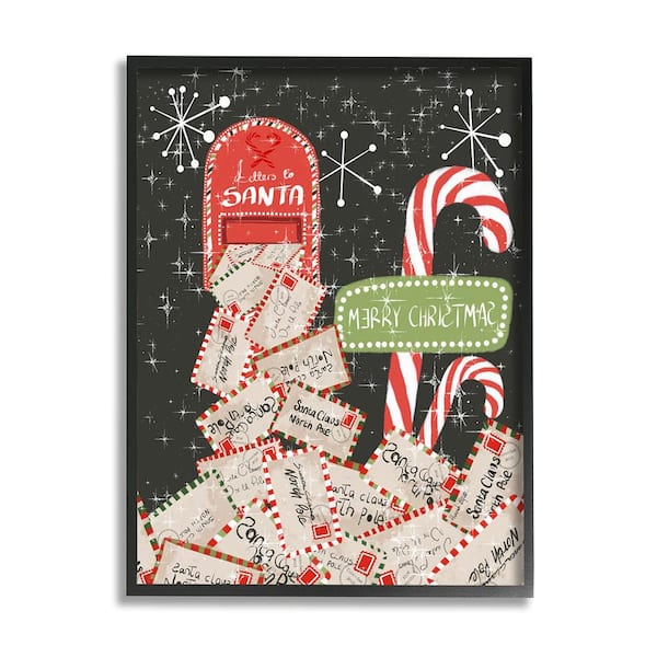 Stupell Industries Letters For Santa Mail by Hannah Byatt 1-Piece Framed Graphic Print Typography Poster Art Print 20 in. x 16 in.