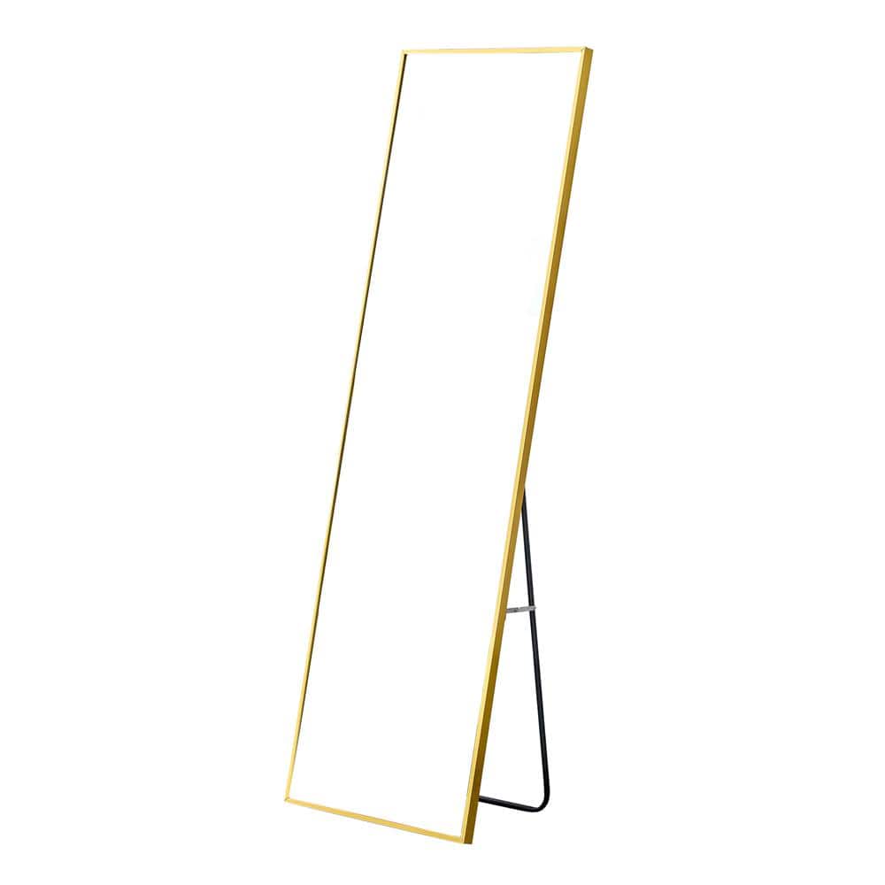 20 in. W x 63 in. H Rectangular Aluminum Framed Freestanding/Wall Mounted Bathroom Vanity Mirror in Gold price history on PriceWatchPro