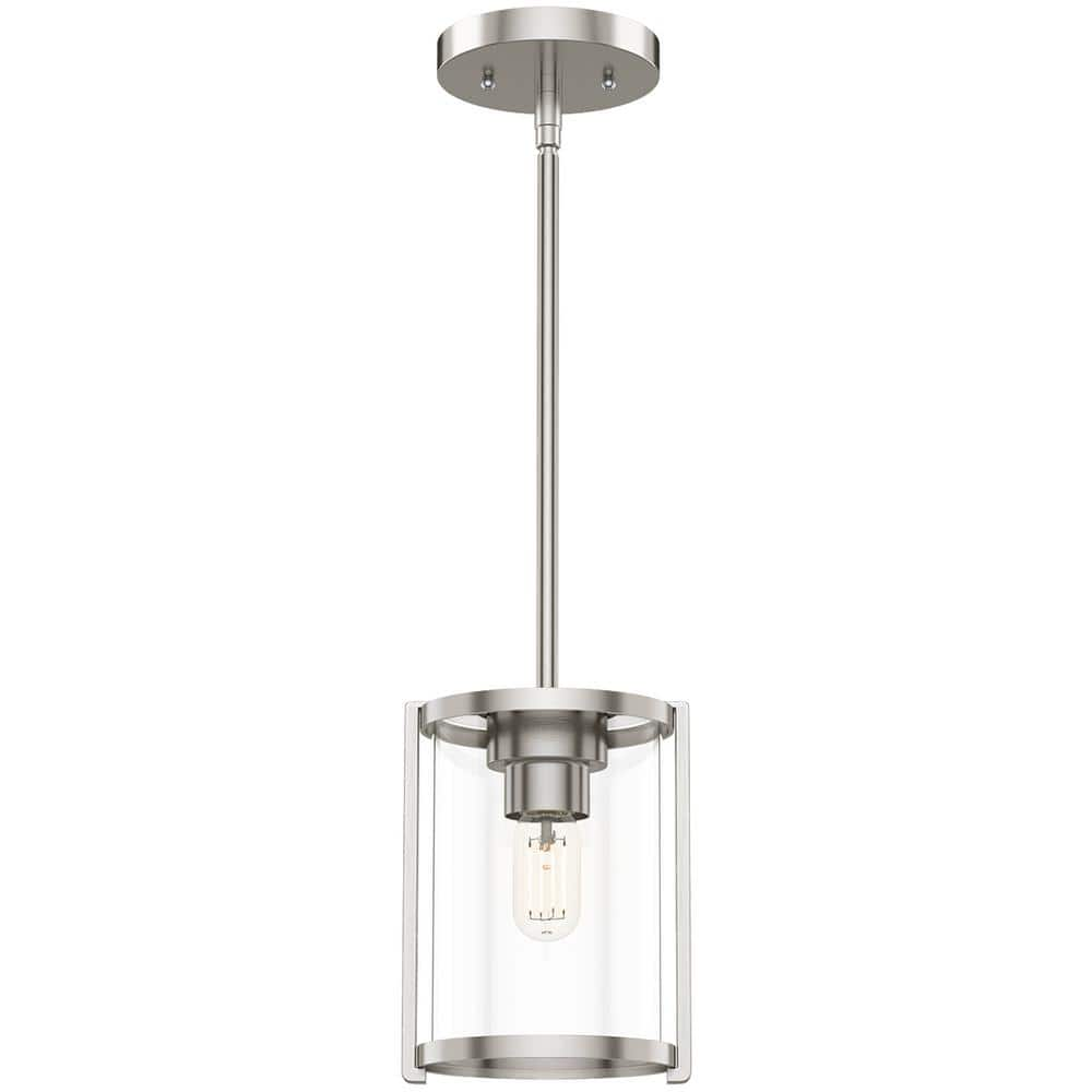 Hunter Astwood 1-Light Brushed Nickel Mini Pendant with Glass Shade