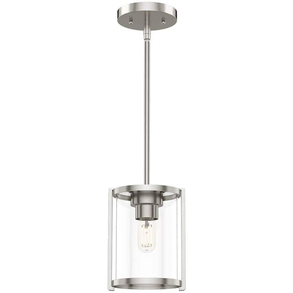 Astwood 1 Light Brushed Nickel Mini Pendant with Glass Shade Kitchen Light