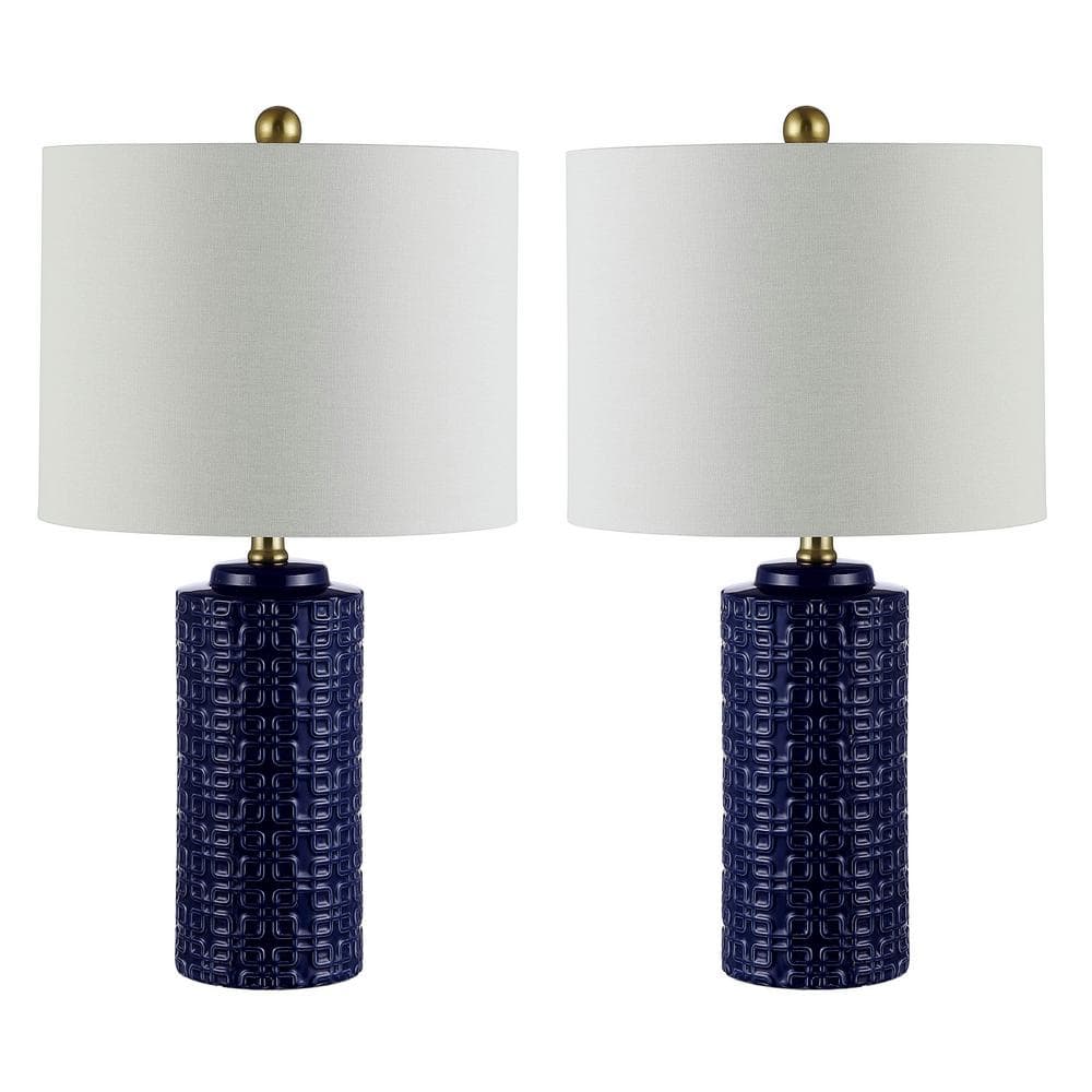 Safavieh Artef 24 in. Navy Blue Table Lamp with White Shade (Set of 2 ...