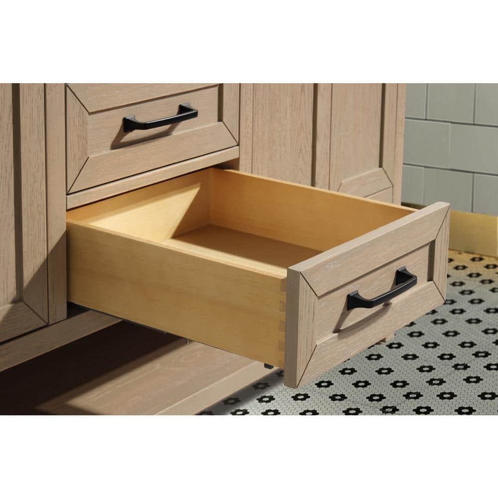 Venice 55" Oak Gray Solid Wood Double Sink Bathroom Vanity
