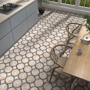 Angela Harris Sicilia Circles Crema 7.87 in. x 7.87 in. Matte Porcelain Floor and Wall Tile (10.76 sq. ft./Case)
