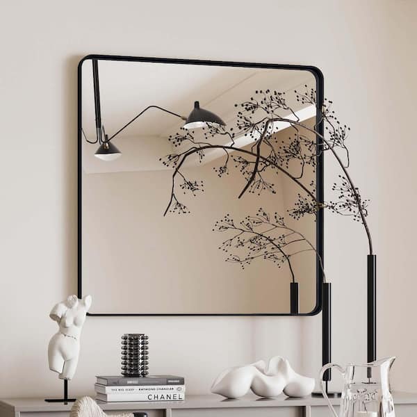 Unbranded 36 in. W x 36 in. H Square Metal Framed Wall Mirror Vanity Mirror Dressing Mirror for Bathroom, Living Room, Bedroom