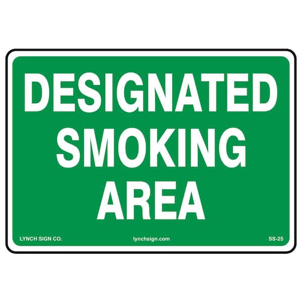 14 in. x 10 in. Designated Smoking Sign Printed on More Durable, Thicker, Longer Lasting Styrene Plastic