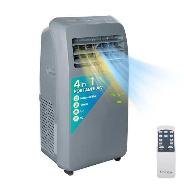 4 in 1 10,000 BTU ASHRAE Portable Air Conditioner Cools 400 sq. ft. with Heater & 76 pt. Dehum, Remote, Swing