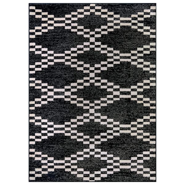 Southwestern Geometric Area Rug Black 2 ft. 3 in. x 12 ft. Runner Rug