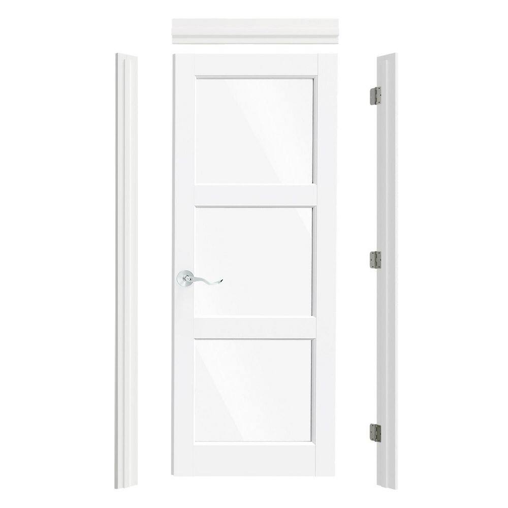 32in. x 80in. 3 Lite Clear Glass, White Composite Prehung Interior Door Right-Handed with Quick Assemble Jamb & Handle price history on PriceWatchPro
