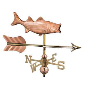 Bass with Arrow Garden Weathervane - Pure Copper w/Garden Pole