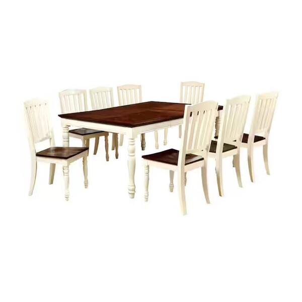 Benjara Bey White and Oak Brown Wood 42 in. 4 Legs Dining Table Seats 6 ...