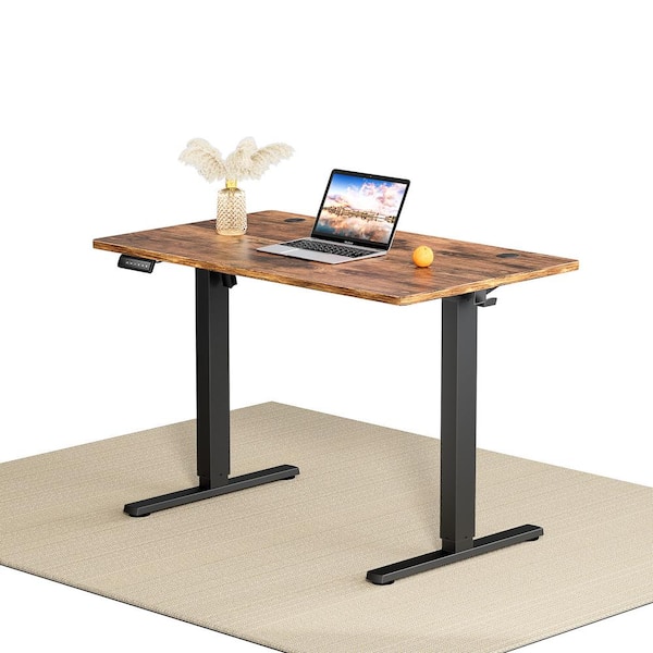 FIRNEWST 40 in. Rectangular Oak Electric Standing Computer Desk Height Adjustable Sit or Stand Up