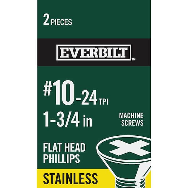 Everbilt #10-24 x 1-3/4 in. Phillips Flat-Head Machine Screws (2-Pack)