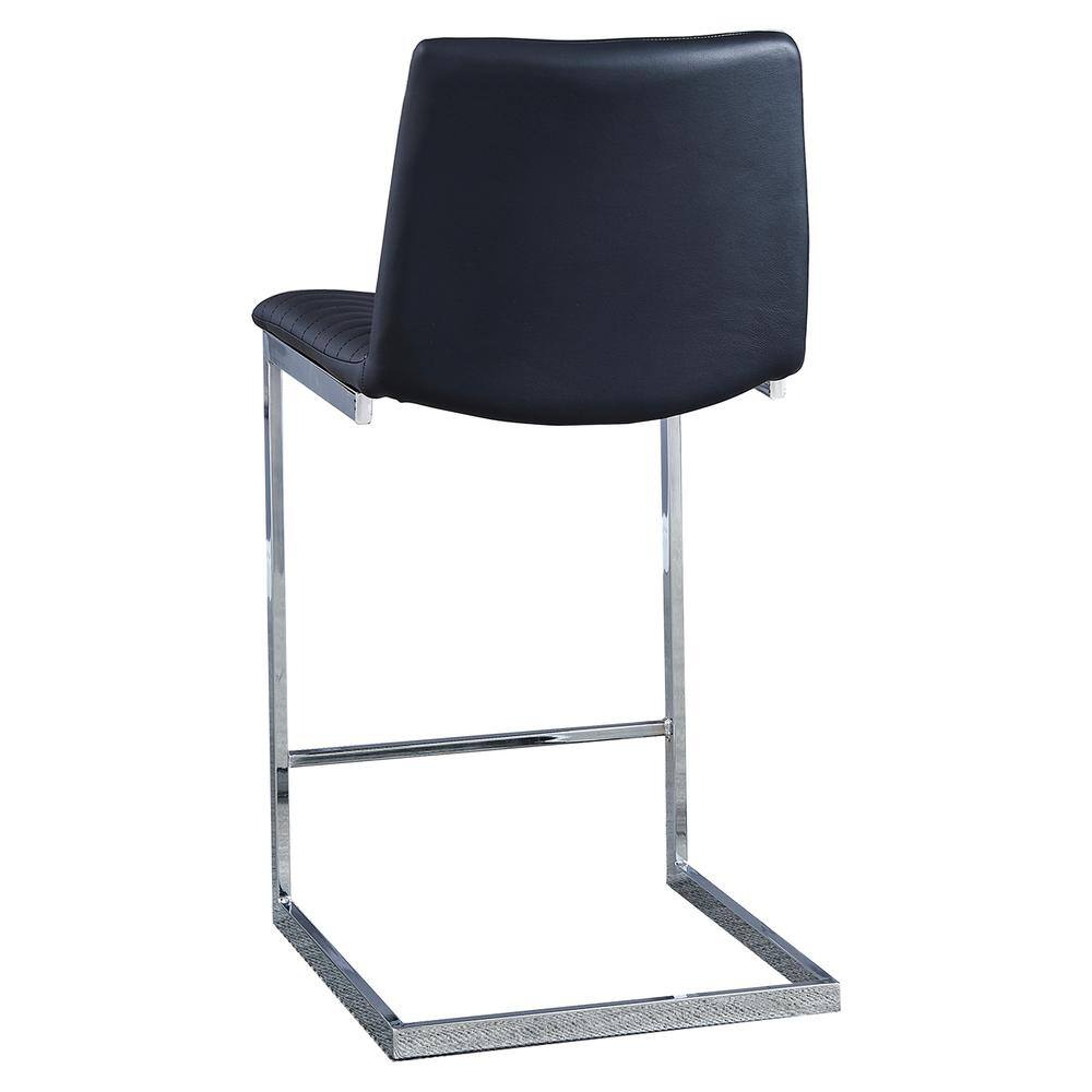 Sleek Black Faux Leather Counter Stools with Stainless Steel Base (Set of 2)
