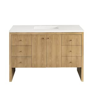 Hudson 48.0 in. W x 23.5 in. D x 34.2 in. H Bathroom Vanity in Light Oak with White Zeus Quartz Top