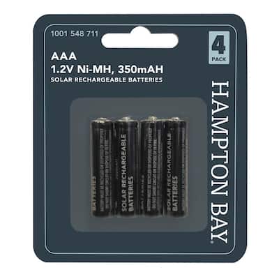 Hampton Bay Nickel-Metal Hydride 350mAh Solar Rechargeable AAA Batteries (4-Pack) B-350-NIMH