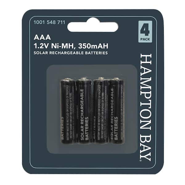 Hampton Bay Nickel-Metal Hydride 350mAh Solar Rechargeable AAA Batteries (4-Pack)