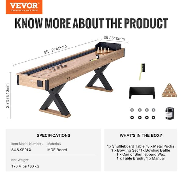 VEVOR Shuffleboard Table, 9 ft. Shuffleboard for Family Game Rooms