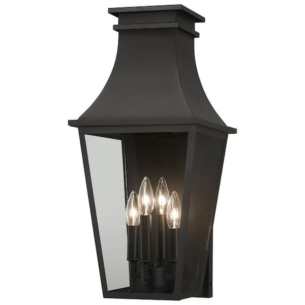 Minka Lavery Gloucester Black Outdoor Hardwired Wall Lantern Sconce with No Bulbs Included