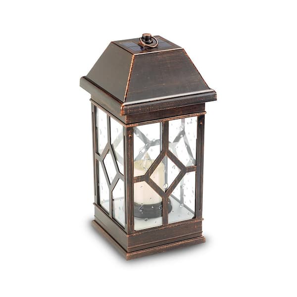 Large Outdoor Lantern for Patio - 14 Inch, Black Metal & Glass, Waterproof  Pillar Candle, Dusk to Dawn Timer - Solar Powered Battery Included
