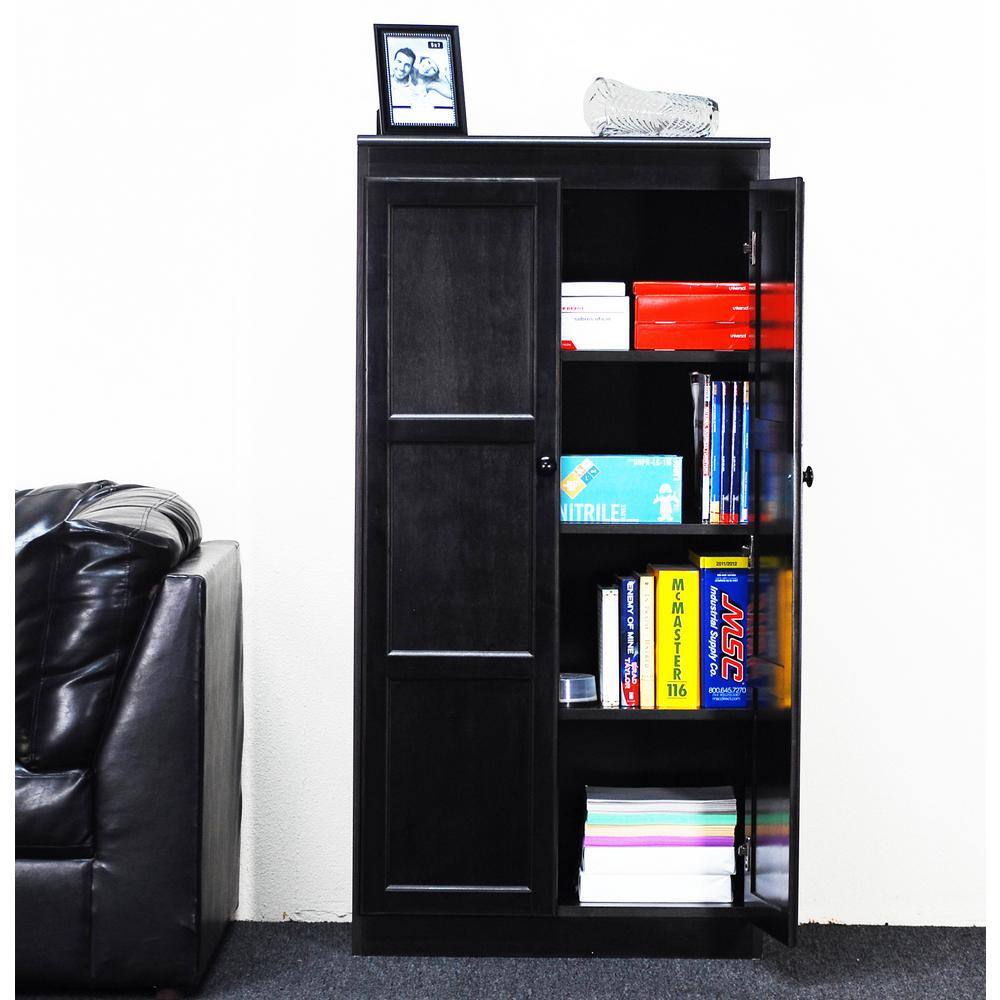 Espresso 60" Wood Storage Cabinet with Adjustable Shelves