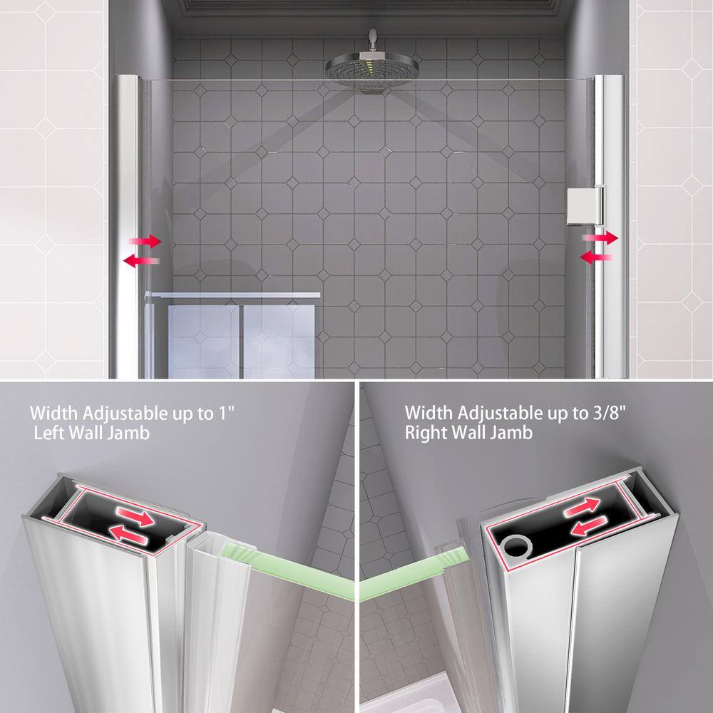 Matte Black Frameless Glass Pivot Shower Door, 36-37.25" W x 72" H