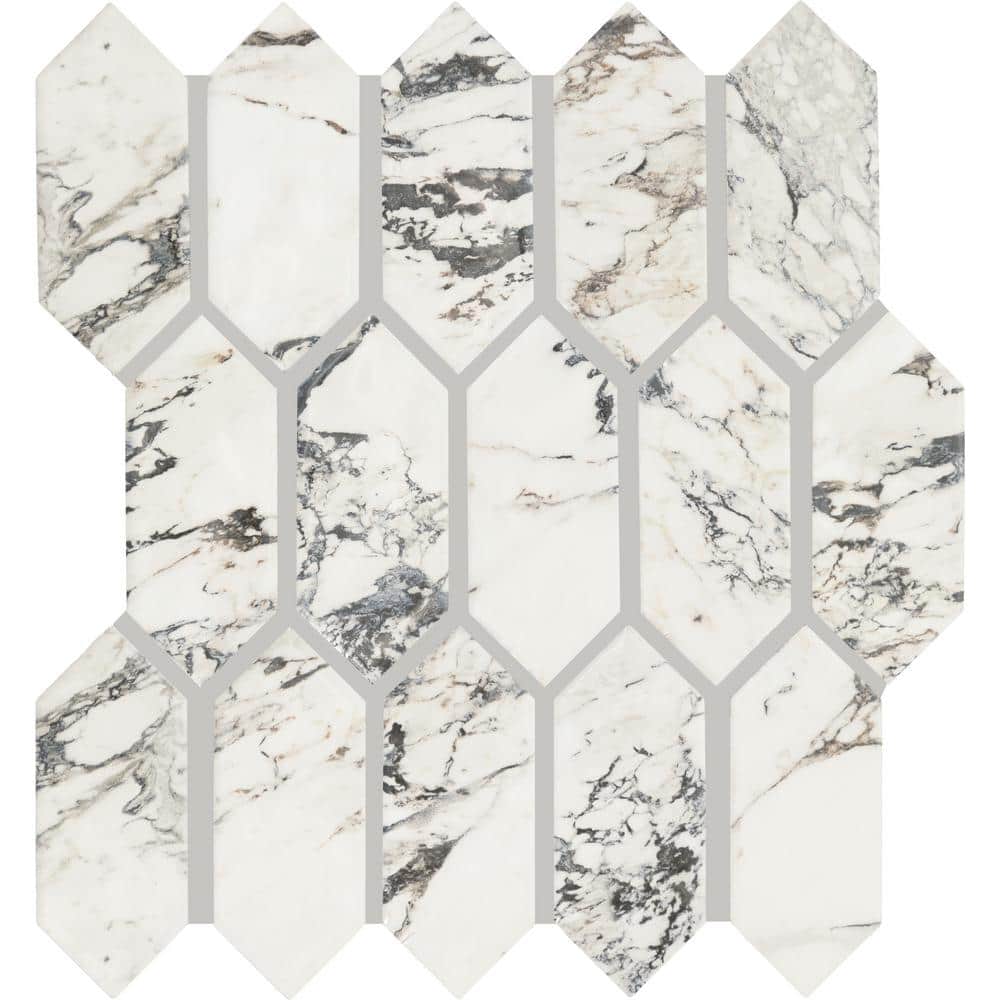 Photos - Other for Repair Lamora Marble Glacier 3 in. x 3 in. Glazed Ceramic Picket Mosaic Tile Samp