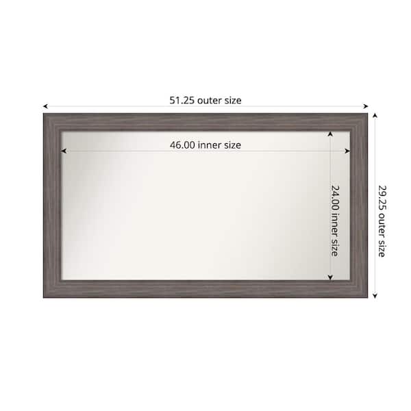Amanti Art Country Barnwood 51.25 in. W. x 29.25 in. Custom Non-Beveled Wood Framed Bathroom Vanity Wall Mirror
