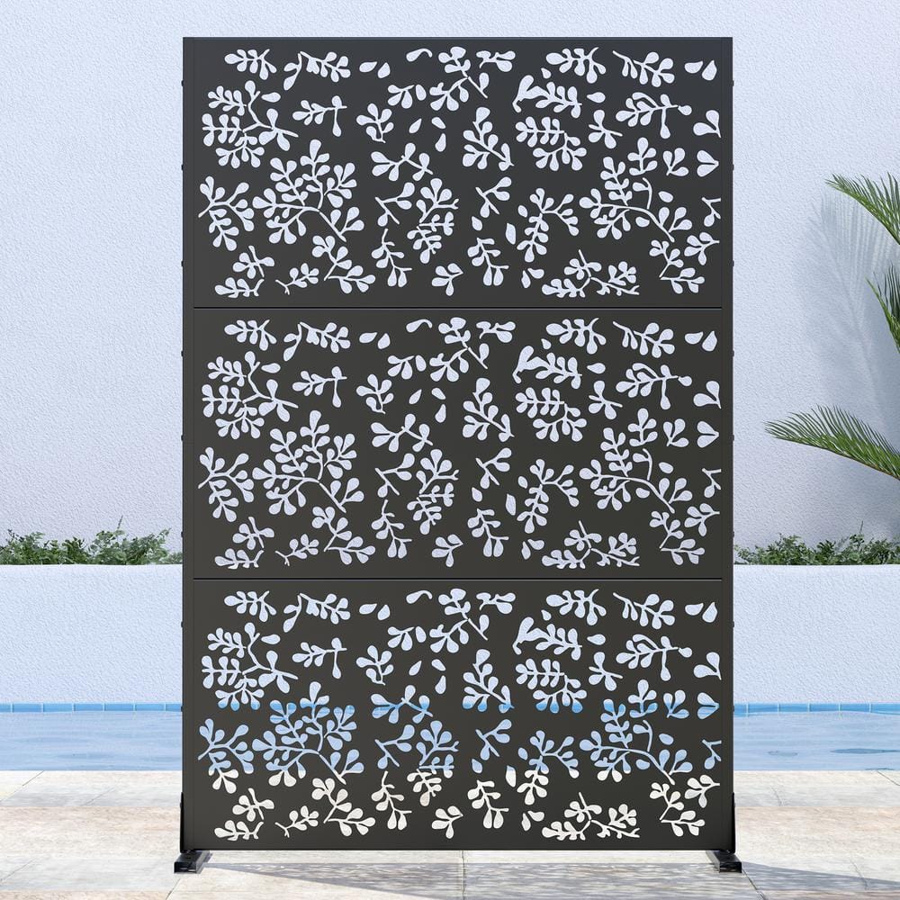 72 in. H x 47 in. W Outdoor Metal Privacy Screen Garden Fence Foliage Patte