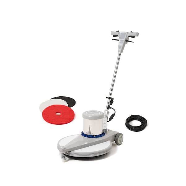 Commercial Corded Hard Floor Buffer Polisher Cleaner Machine in Grey with 3-Scouring Pads
