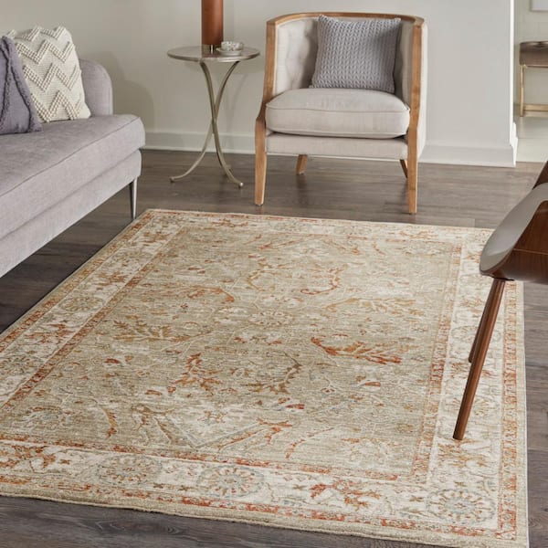 Asher Sage Ivory 4 ft. x 6 ft. All-over design Traditional Area Rug