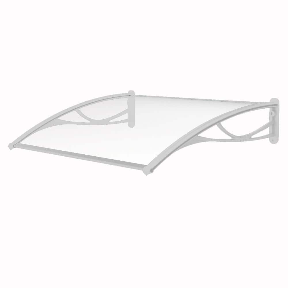 Solid Polycarbonate Sheet Door Fixed Awning (55 in. W x 31 in. D) in White 