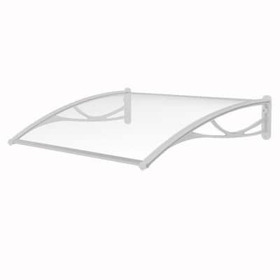Solid Polycarbonate Sheet Door Fixed Awning (55 in. W x 31 in. D) in White Bracket