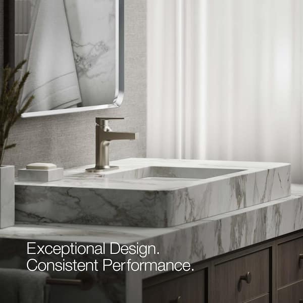 KOHLER Taut Single Handle Single Hole 1.2 GPM Bathroom Sink Faucet with Escutcheon in Brushed Nickel