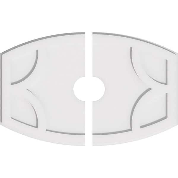 Ekena Millwork 28 in. W x 18-5/8 in. H x 4 in. ID x 1 in. P Kailey Architectural Grade PVC Contemporary Ceiling Medallion (2-Piece)