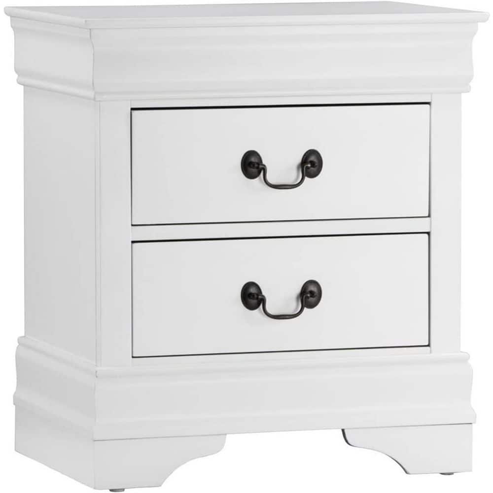 White 2 Drawer 15.75 in. W Nightstand with Sturdy Hardware and Ample Storage