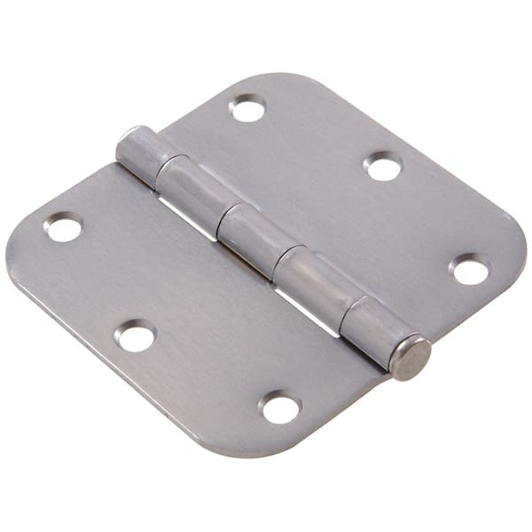 3 in. Satin Chrome Residential Door Hinge with 5/8 in. Round Corner Removable Pin Full Mortise (9-Pack)