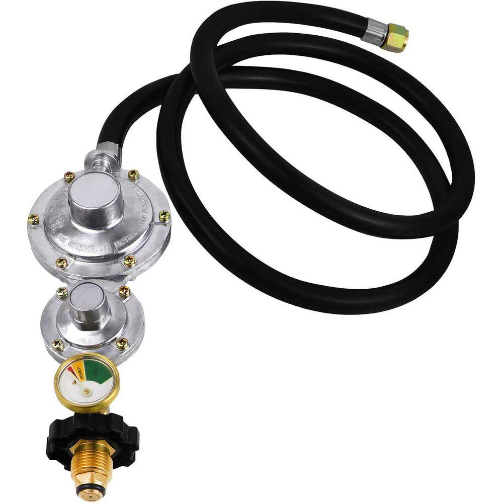 Lukvuzo Two Stage Propane Regulator w/ 5ft Hose & Gauge Standard P.O.L ...