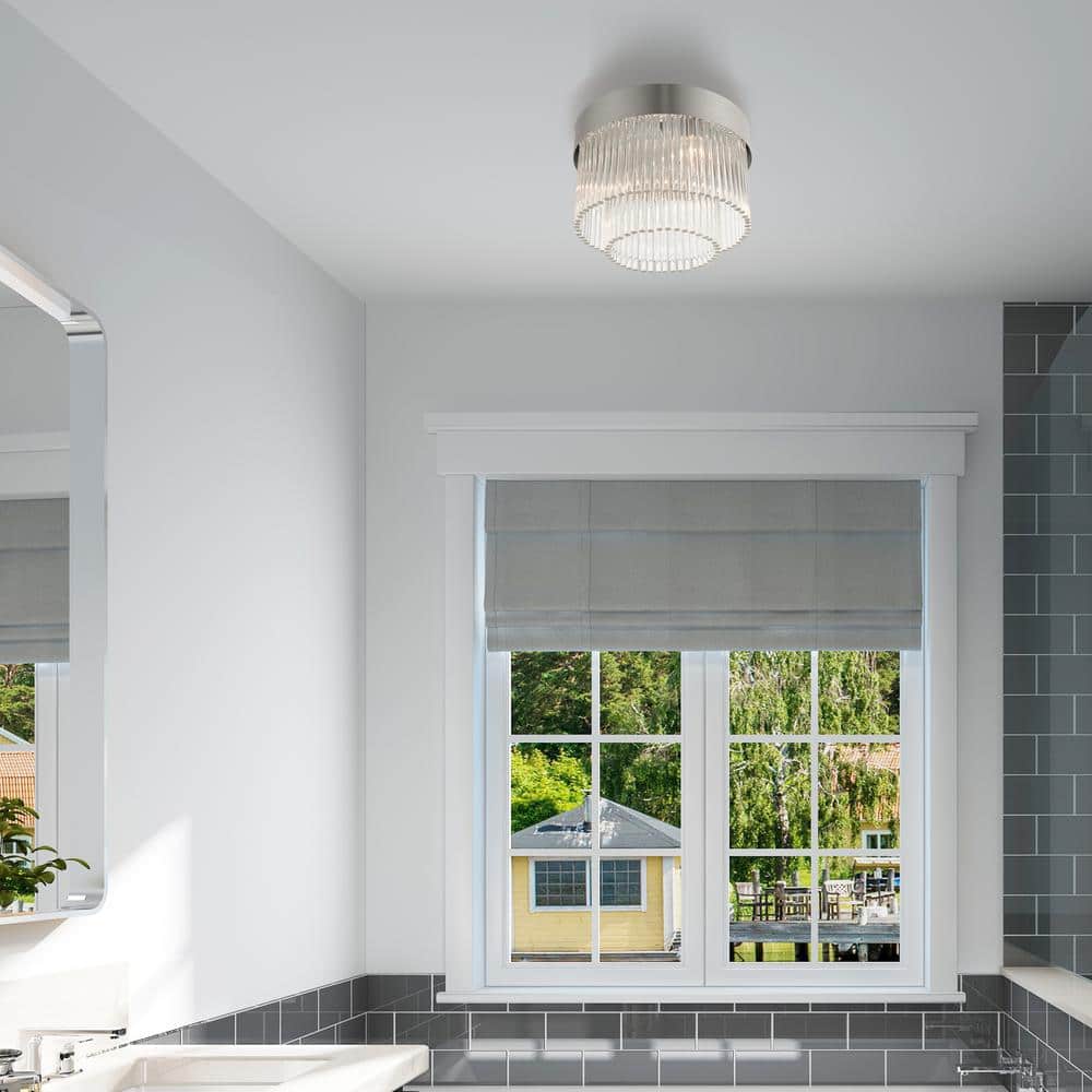 Norwich Sleek Crystal Rod 4-Light Flush Mount in Brushed Nickel