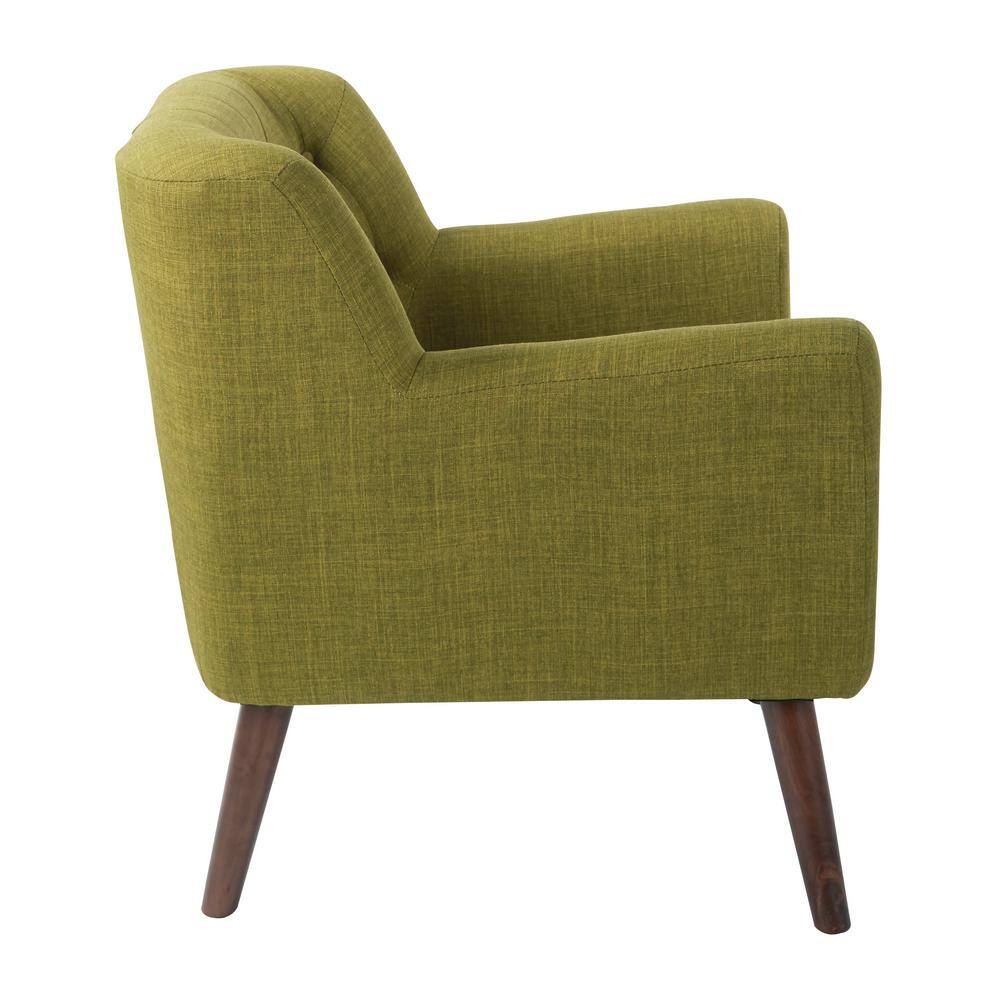 Green Microfiber Mid-Century Modern Accent Chair with Wood Legs