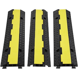 38.58 in. x 9.45 in. Cable Protector Ramp 2 Channel 12000 lbs. Load Raceway Cord Cover Speed Bump for Traffic(3-Pack)