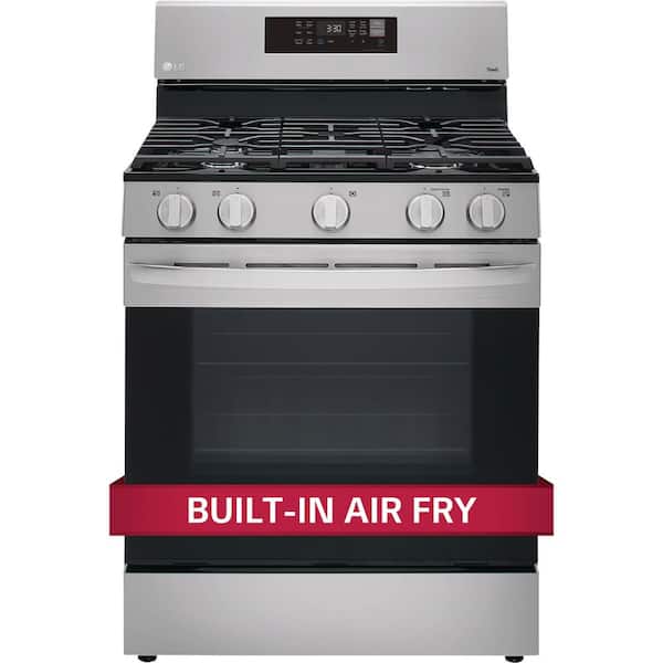 LG Electronics 5.8 cu. ft. Smart Wi-Fi Enabled Fan Convection Gas Single Oven Range with AirFry and EasyClean in Stainless Steel