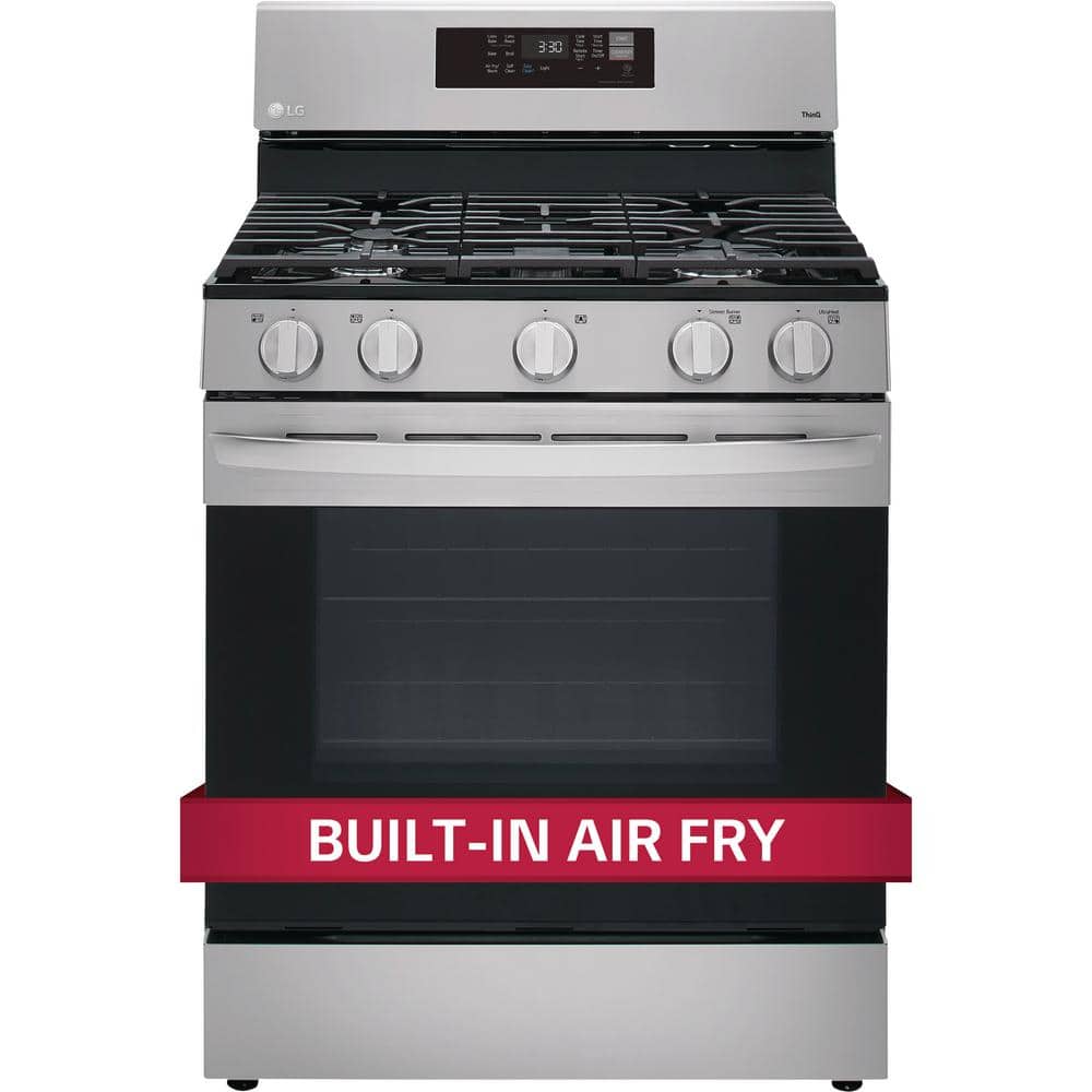 LG 5.8 cu. ft. Smart Wi-Fi Enabled Fan Convection Gas Single Oven Range with AirFry and EasyClean in Stainless Steel, Silver