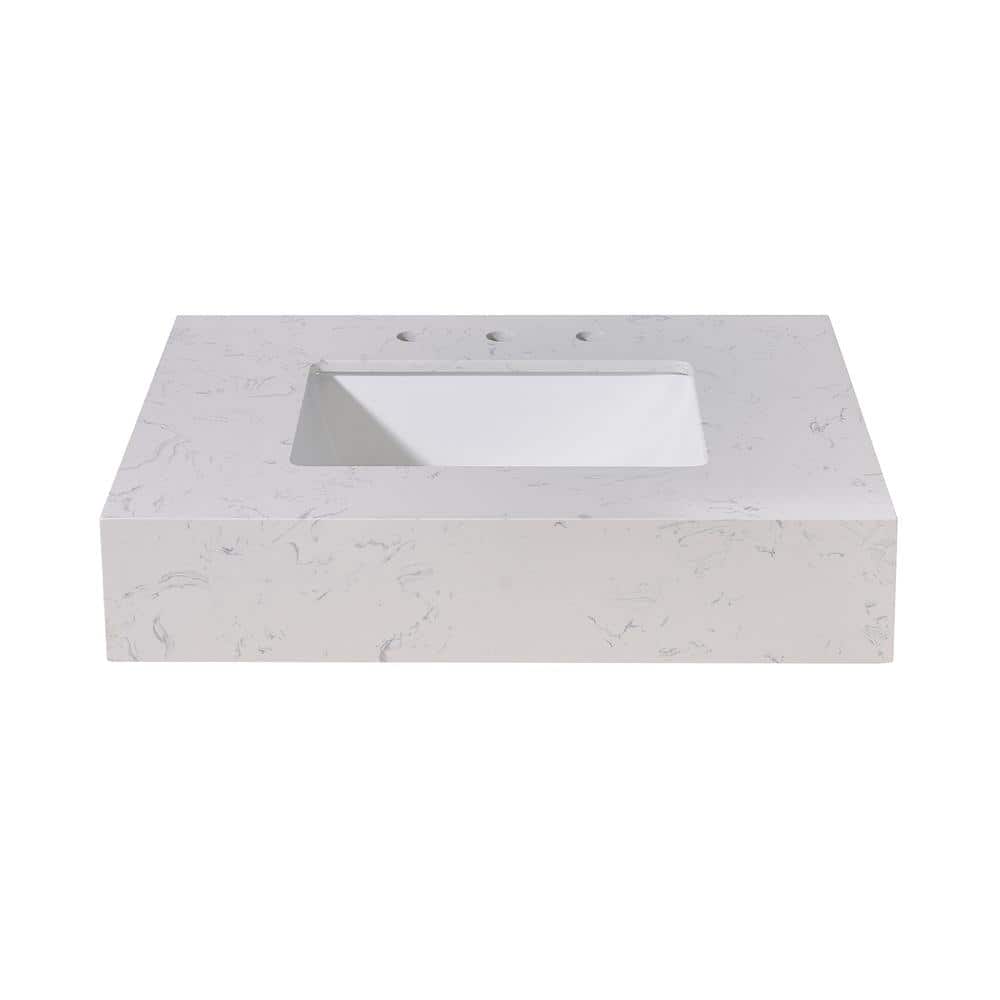 30" White Ceramic Vanity Top with Sink